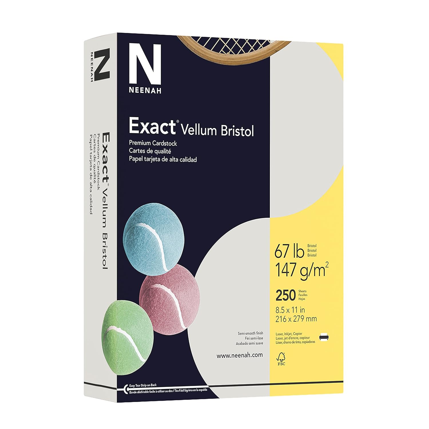 Neenah Exact Vellum Bristol, 67 lb, 8.5 x 11 Inches, 250 Sheets, Gray