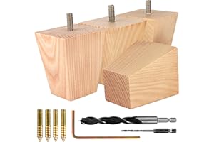 Airy Abode Square Ash Wood Furniture Legs Set of 4 - Pick Your Size and Color