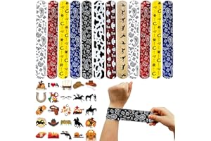CZWXOXO 74 Pcs West Cowboy Party Favors 24 Pcs West Cowboy Slap Bracelets 50 Pcs West Cowboy Stickers West Cowboy Birthday Party Decorations，Classroom Rewards Supplies