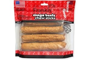 Frankly Pet Original Bacon Flavored Mega Beefy Chew Sticks for Dogs - High Protein Collegen Packed - Healthy Dog Treat - Made in The U.S.A. - 4 Count 7" Stick (8869)