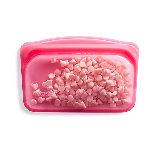 Stasher Premium Silicone Reusable Food Storage Snack Bag, Raspberry,  Microwave, Sous Vide, Dishwasher, Oven and Freezer Safe, BPA Free,  Leak-free,