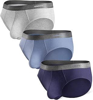 Men's Underwear 3 Pack Basic Bamboo Rayon Soft Breathable Dual Pouch Briefs