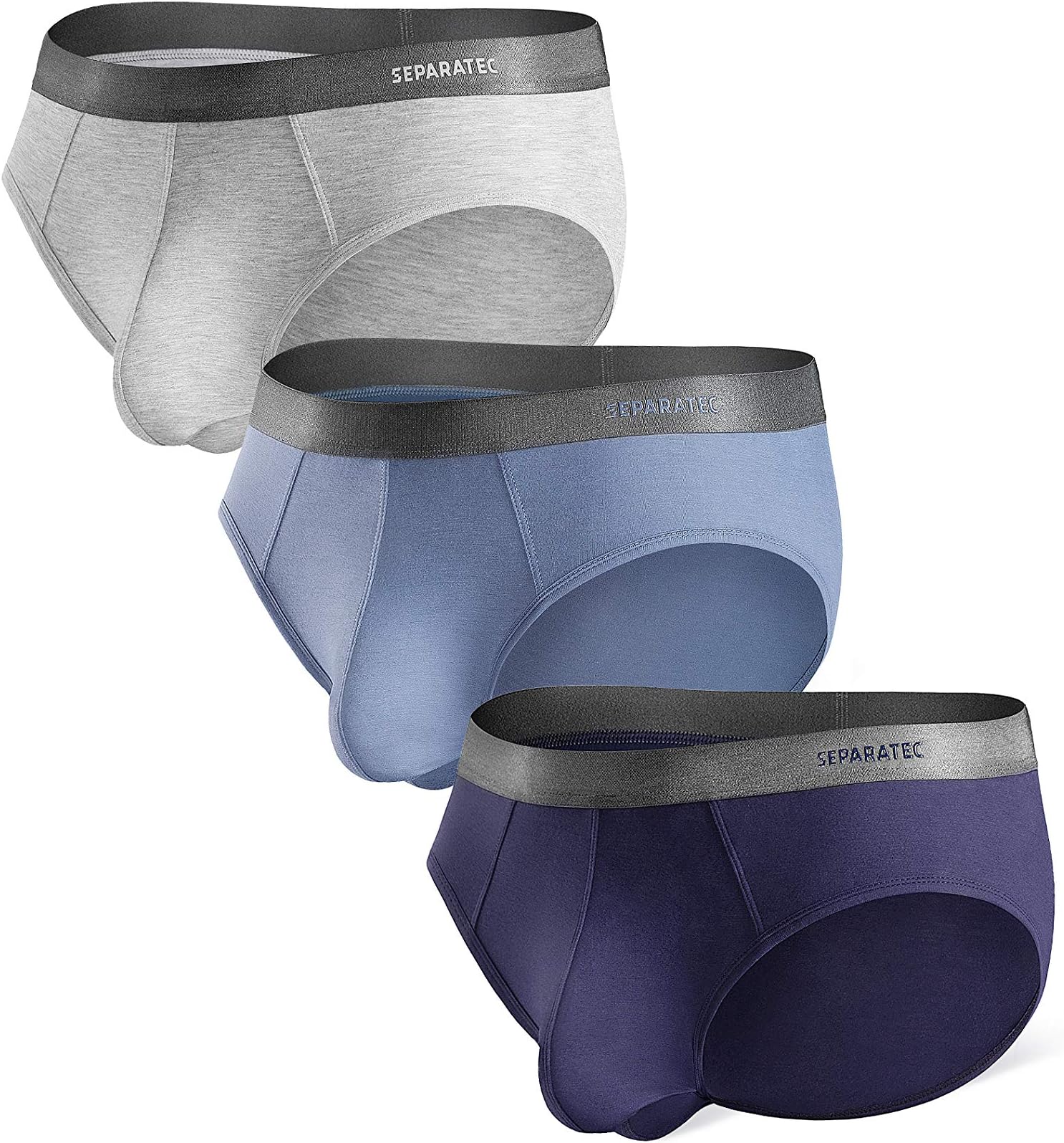Men's Underwear 3 Pack Basic Bamboo Rayon Soft Breathable Dual Pouch Briefs