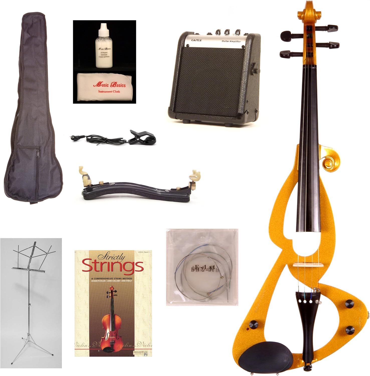 Music Basics Electric Violin Gold (VLNE10Gold 10 Watt