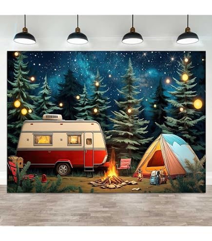 Caravan Backdrop Fabric Photography Background 8x6ft Camping Backdrop - Mobile Home ...