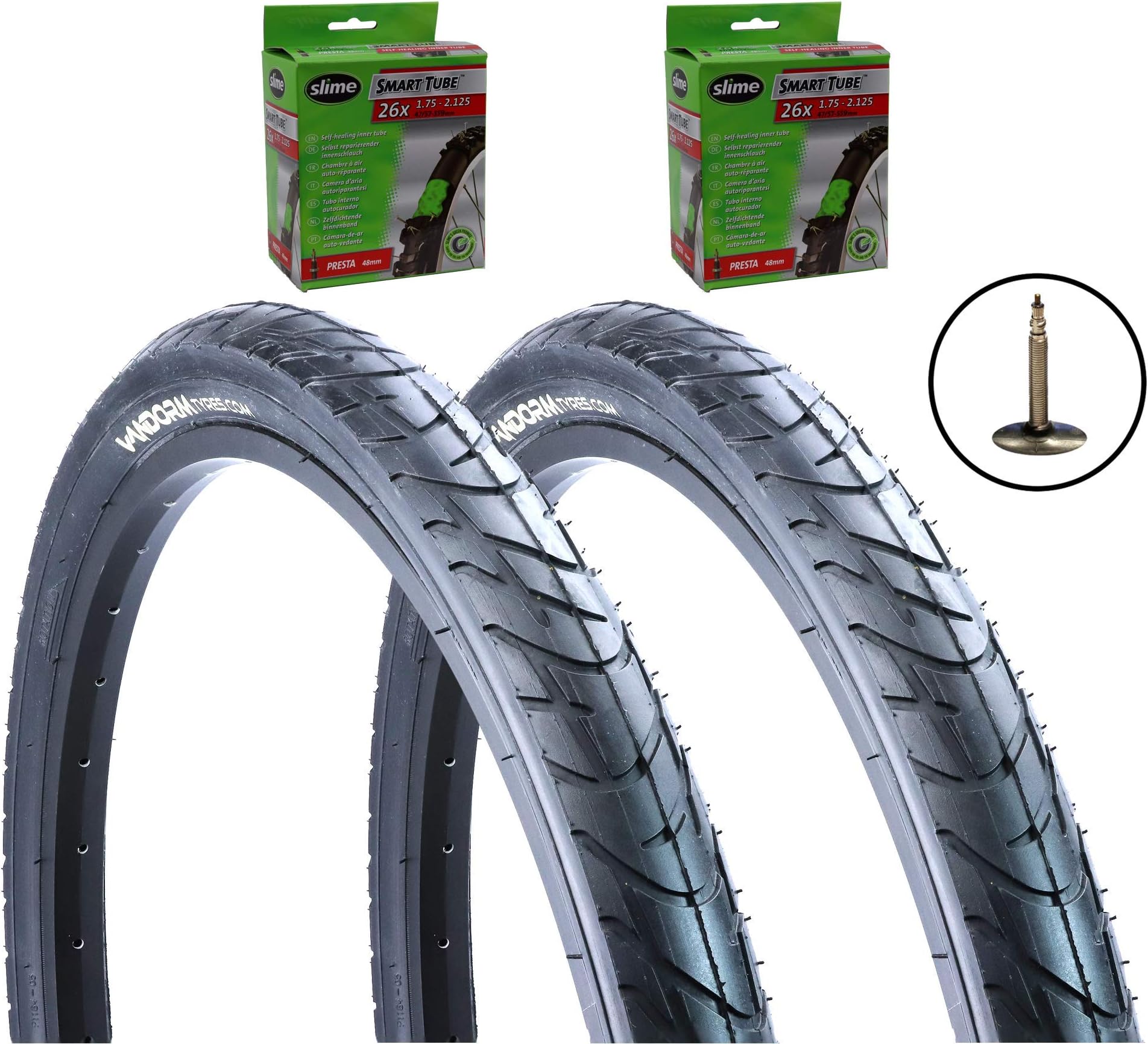 Vandorm 26" Tyre MTB Slick Wind 195 26" x 1.95" Bike Tyres and Inner Tube Deals
