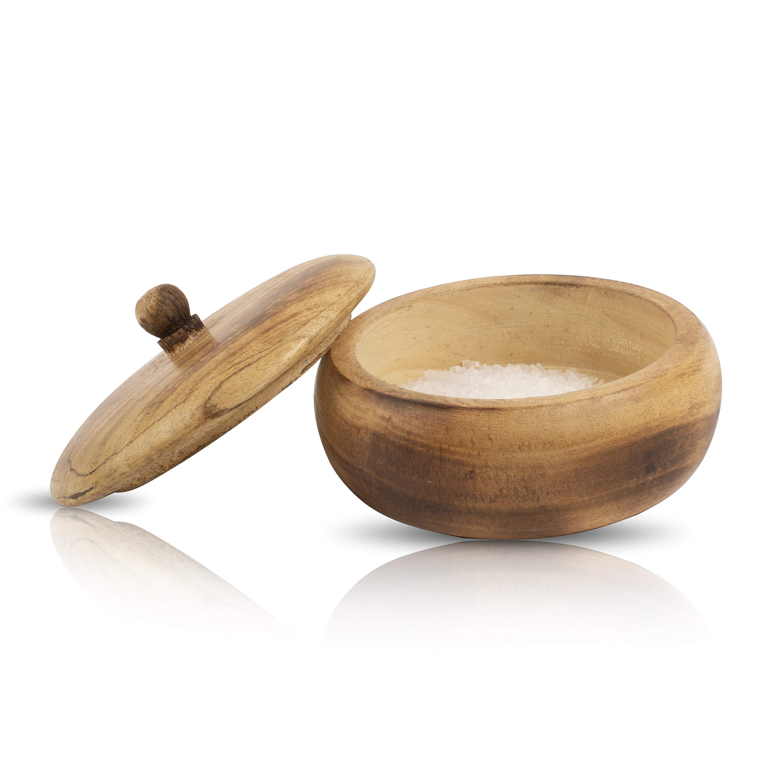 Decorative Rustic Wooden Sugar Bowl With Lid Wide Mouth Candy Treat Jar Spice Jar Holder Condiment Nuts Serving Bowl Pot Salt Spice Herb Loose Leaf Tea Storage Container Novelty Home & Kitchen