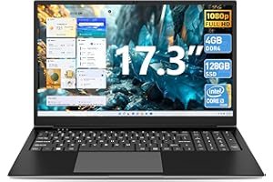 SGIN 17 inch Laptop, Laptops Computer 4GB RAM 128GB SSD with Intel Core i3-5005U Processor(Up to 2.4GHz), Webcam, WiFi, USB 3.2, Type-C, Mini HDMI, 8000Wh Battery