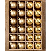 Syhood 24 Pcs Glass Christmas Ball Ornaments Set - 1.8" Small Hanging Christmas Ball Bulbs for Xmas Tree Holiday Party Decorations(Gold)