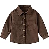 Toddler Boys Corduroy Button Down Shirt - Western Style Long Sleeve Shacket Kids Spring Fall Casual Button Up Top