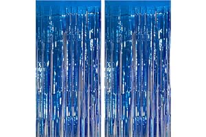 2 Pack Blue Party Decorations Ocean Party Decor Supplies Blue Party Streamers Birthday Decorations Tinsel Foil Fringe Curtains Photo Booth Props Celebration Decorations