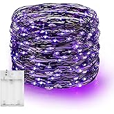 Dazzle Bright Halloween Fairy String Lights, 20 FT 60 LED Copper Wire Battery Operated Waterproof Lights, Halloween Decorations for Indoor Home Room Outdoor Garden Patio Party Decor (Purple)