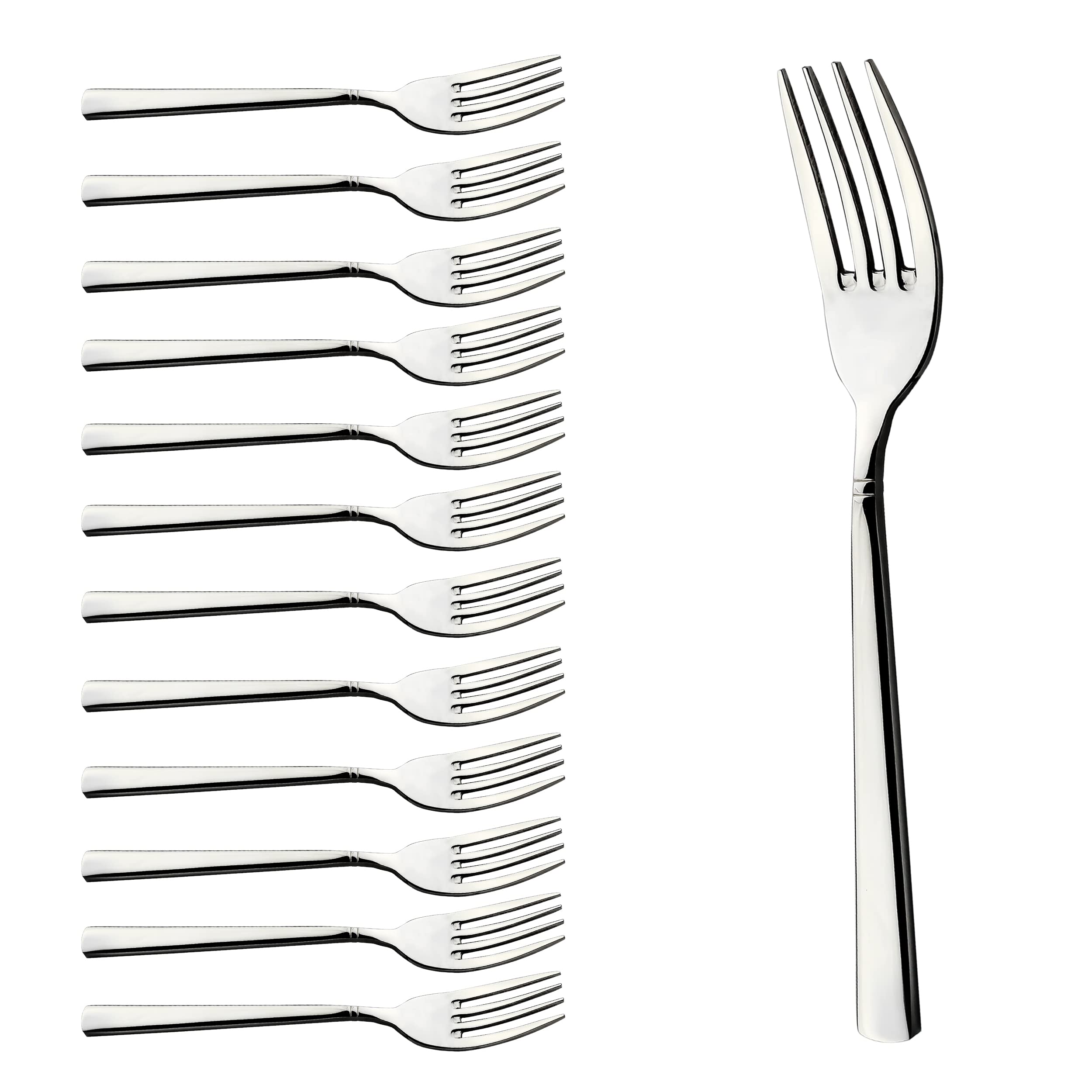 CAMRI Forks Set of 12 – Dinner Fork Stainless Steel, Heavy Duty, Silver, Mirror Polished, Cutlery Table Forks Set for Home, Kitchen & Restaurant, Dishwasher Safe 18.3 cm / 7.2 in (C37-12 Pcs)