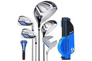 1GoTo-G 5/6/7 Pieces Kids Golf Clubs Set - Youth Golf Clubs Junior Set Ages 3-14 Includes Stand Bag, 1# Driver, 5# Hybrid, 7#, PW# Irons and Putter Right Hand for Boys Girls