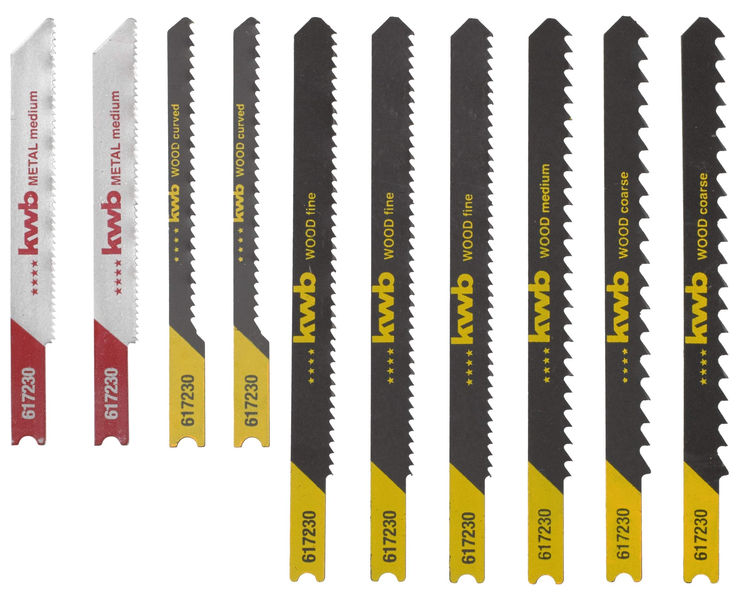 KWB 10-Piece U-Shaft Jigsaw Blade Set - Universal Set for Non-Ferrous Metals and Wood