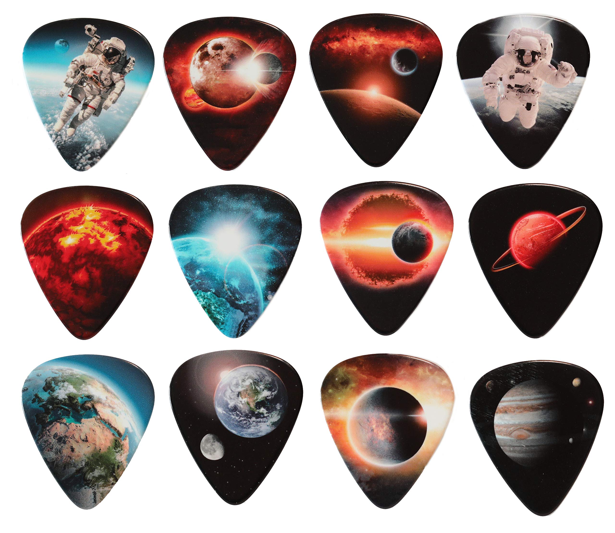 Space Double Sided Guitar Picks Set of 12 Harmony Picks Premium Plectrums