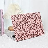 BYCeKe Leopard Print for MacBook Air 13 inch Case 2026-2022 M4 A3240 M3 A3113 M2 A2681,Leather Animal Print for Mac Air 13.6 Cheetah Case&Keyboard Cover for MacBook Air 13-inch Pattern,Leopard Pink