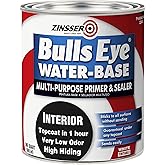 Zinsser Bulls Eye Water-Base Primer &amp; Sealer, White | Bulls Eye water-base primer-sealer, Quart, White. Low-odor fast-dry stain-blocking primer that seals drywall, wood &amp; painted.
