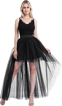 black dress with tulle skirt