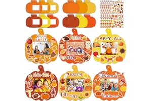 Kepeel 30 Packs Fall DIY Picture Frames Craft Kit for Kids, Autumn Pumpkin Photo Frames Ornaments for Thanksgiving Decorations Favor Fall Art Gift Classroom Home Activities