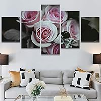 SIGNWIN 5 Panel Canvas Wall Art Modern Art Bohemian Bouquet Colorful Cool Floral Group Multicolor Photography Realism for Home Decorations Ready to Hang - 60