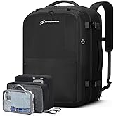 40-50L Carry on Backpack,Travel Backpack for Men Women,17.3 Inch TSA Flight Approved Laptop Backpack with Hidden Shoe Bag, Expandable Large Computer Business Suitcase Backpacks-Black