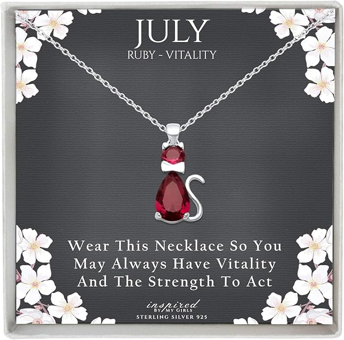 Inspired Jewelry Sterling Silver Cat Necklace Simulated Birthstone