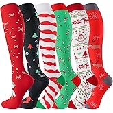 cerpite Compression Socks for Women & Men 6 Pairs Knee High Compression Socks 20-30 mmhg Best for Running,Nurse,Travel