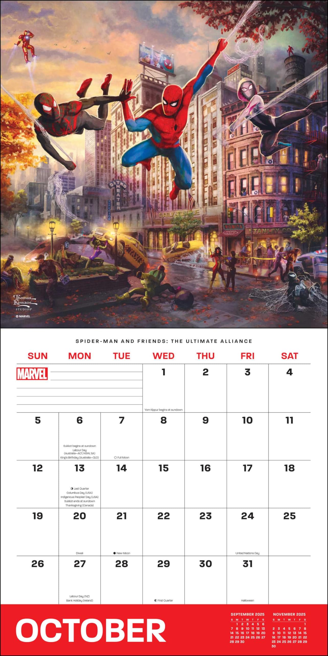 MARVEL by Thomas Kinkade Studios 2025 Wall Calendar