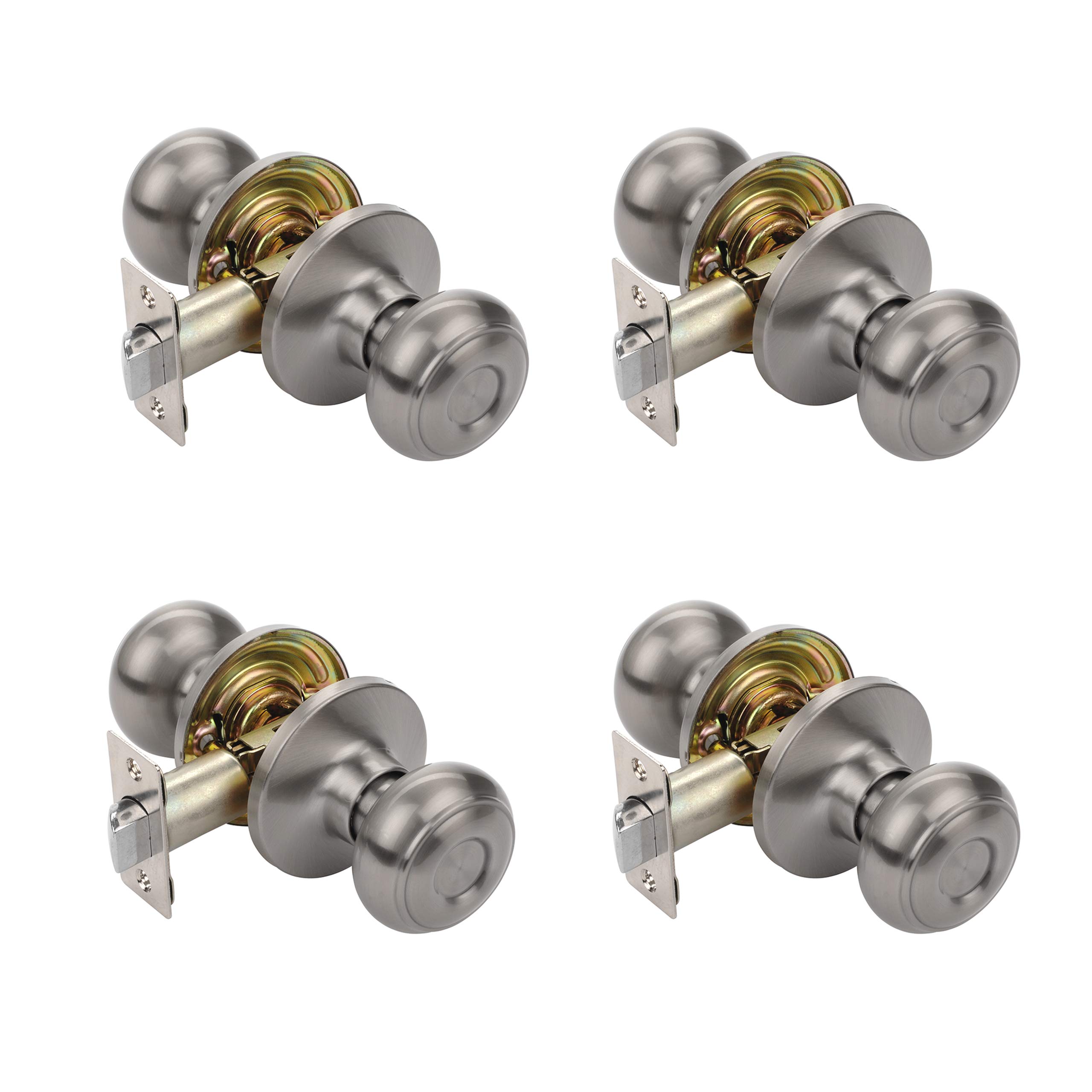 Dynasty Hardware SIE-82-US15 Passage Door Knob Set, Satin Nickel, Contractor Pack (4 Pack)