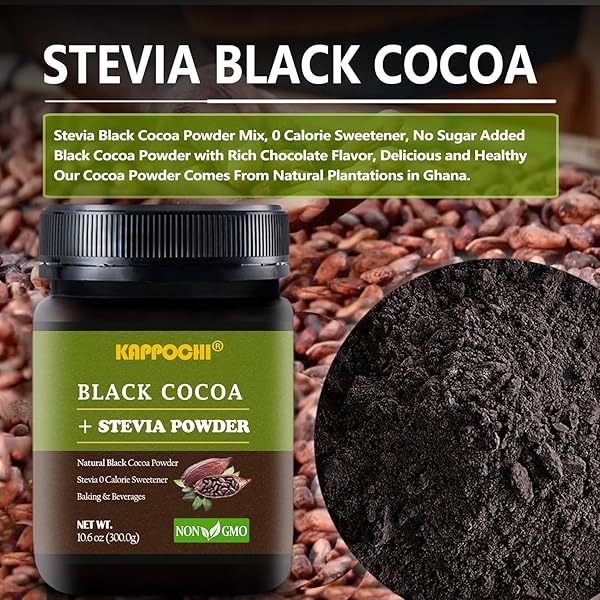 KAPPOCHI STEVIA SWEETENED CAOCOA POWDER (10.6 OUNCES, BLACK CAOCOA POWDER)