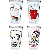 Silver Buffalo Peanuts Snoopy Holiday Boxed 4pc 16oz Pint Glass Set 2x2