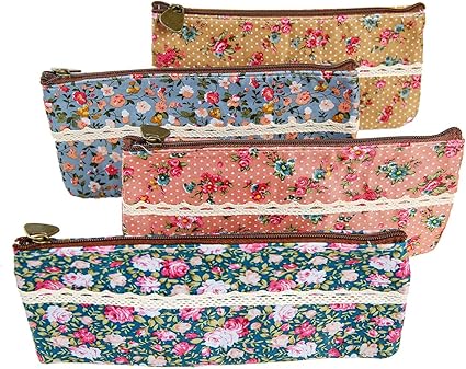 Amazon Isuperb ペンポーチ ペンケース 筆箱 筆入れ ロールアップデザイン キャンバス 高校生 かわいい 中学生 人気 女子 シンプル 4セット デザインｆ ペンケース 文房具 オフィス用品