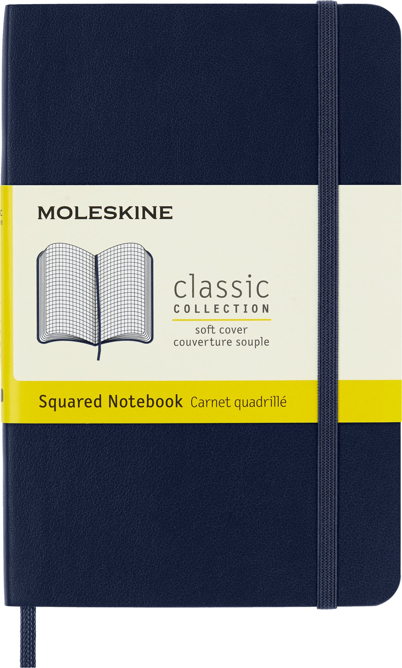 Moleskine Classic Squared Paper Notebook - Soft Cover and Elastic Closure Journal - Color Sapphire Blue - Pocket 9 x 14 A6 - 192 Pages