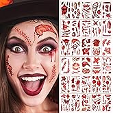 30PCS Halloween Temporary Tattoos Set - Realistic Fake Scars & Day of the Dead Face Designs, Waterproof Body Art Stickers for Cosplay, Party Makeup - Easy Apply, Safe for Kids & Adults
