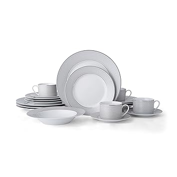 Mikasa 5228041 Percy 20-Piece Porcelain Dinnerware Set, Service for 4, Grey