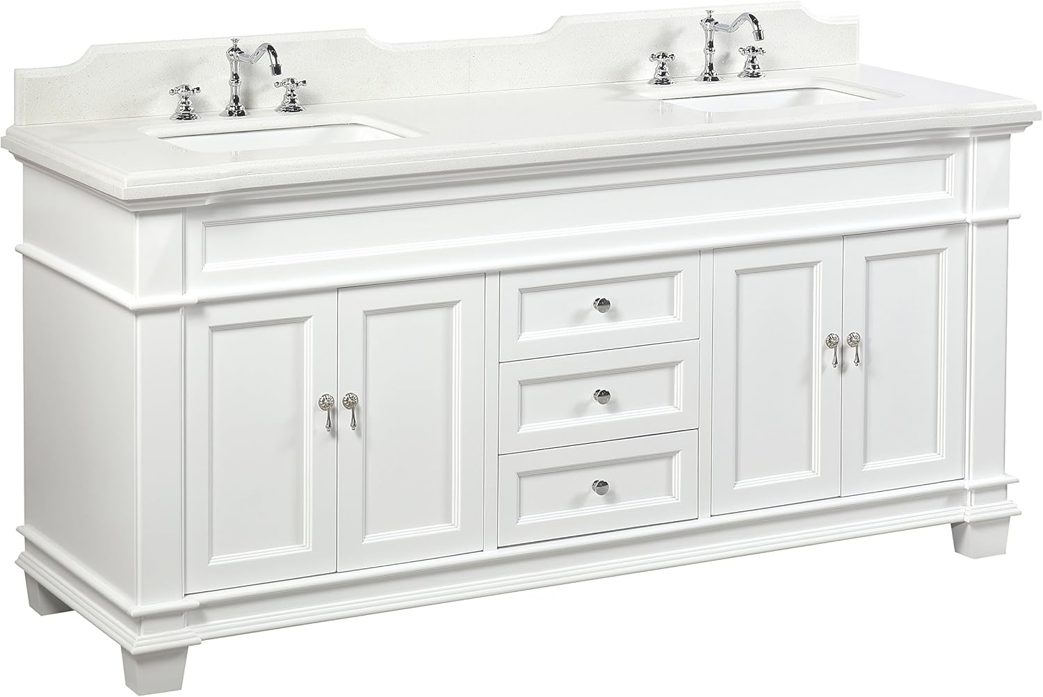 Elizabeth 72 Inch Bathroom Vanity Quartz White Includes White