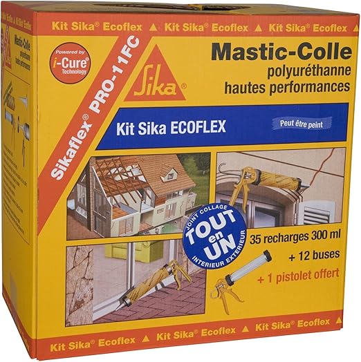 Kit Sika Ecoflex Mastic Colle Tout En 1 à Prise Rapide Et Multi Applications Snjf 300ml Marron