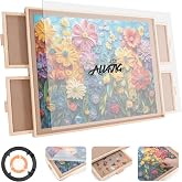 ALL4JIG 1500 Piece Rotating Puzzle Board with 4 Drawer 24.92"x33.58"Portable Wooden Jigsaw Puzzle Table for Adults,Lazy Susan Spinning Puzzle Boards Birthday Gift for mom,Surface for Bricks Building