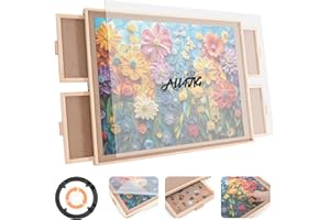 ALL4JIG 1500 Piece Rotating Puzzle Board with Drawers and Cover,25"x34"Portable Wooden Jigsaw Puzzle Table for Adults Portabl