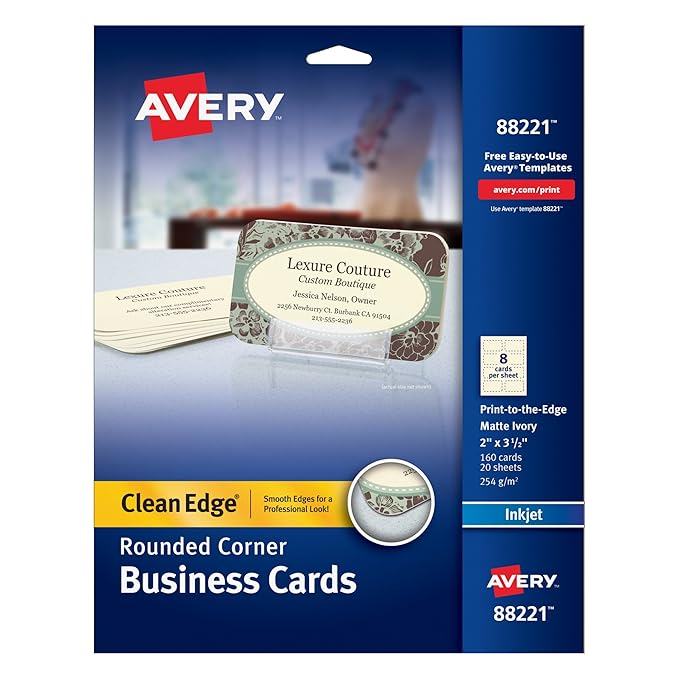 Avery 88221 Business Card Card (8 Sheets, 160 Piece (S)) Amazon.co.uk Office Products