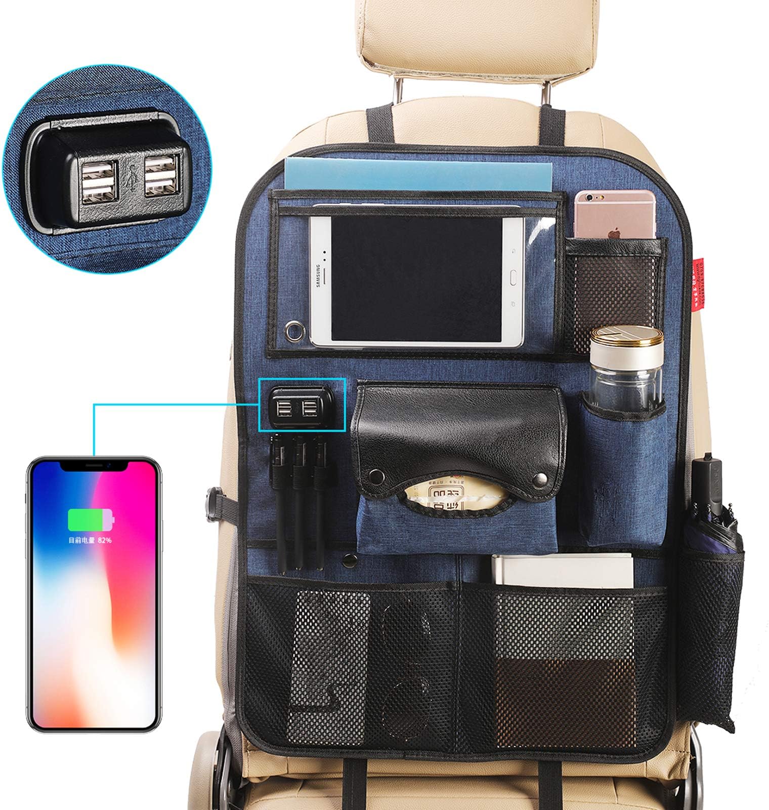 Ruesious Car Back Seat Boot Organiser - 600D Oxford cloth Car Boot Tidy Storage, Space Saving Expert