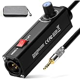 AUX to XLR Isolation Box, 3.5mm TRS to 3-Pin XLR Hum Eliminator with Volume Control, Built-in Audio Transformer &amp; Ground Lift Switch, 3.3ft Cord, Removable Gold Coated AUX Plug
