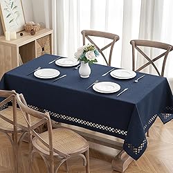 MIULEE Navy Blue Polyester Linen Rectangle