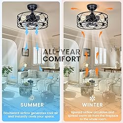 MOBEYU 16.5''Caged Ceiling Fan with Light,Low