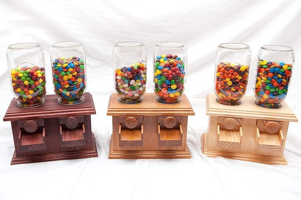Handmade DOUBLE Wooden Candy Dispenser M&M Peanut