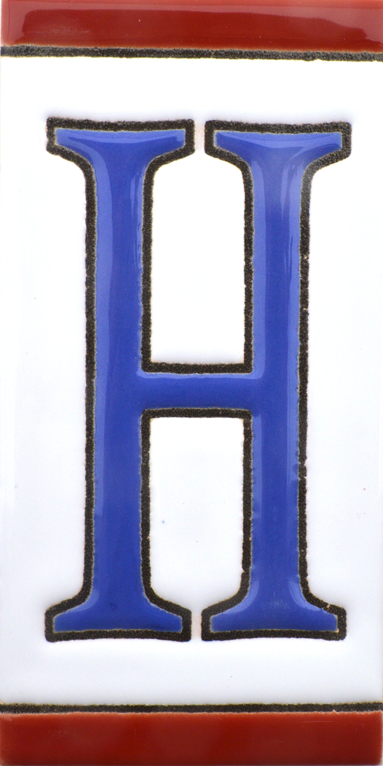 House letters 4 inch. Handpainted house letter tiles for signs, addresses and names. Address numbers for houses. House address numbers and letters. Design USA FLAG 4,29" x 2,13" (LETTER H)