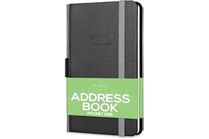 Skyline Address Book – Mini Telephone Contact Book with Password Log for Purse – Small Phone Number Book for Women & Men – Pocket Size, 3.5x6.2″, Hardcover (Black)