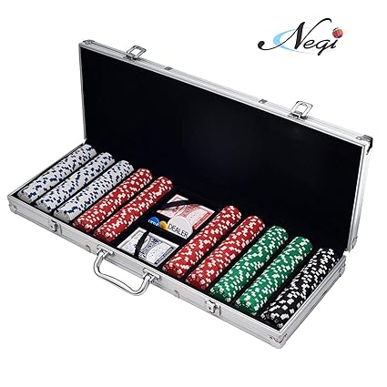 Negi Poker Chip Game Set with Aluminium Carry Case (500 Pieces)