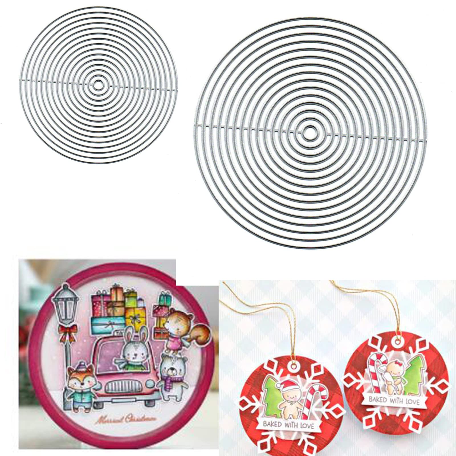 Nesting Circle Metal Die Cuts,Merry Christams Circle Round Border Cutting Dies Cut Stencils DIY Scrapbooking Decorative Embossing Paper Scrapbooking Card Making